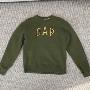 GAP Olive Crewneck Sweatshirt with Yellow Logo